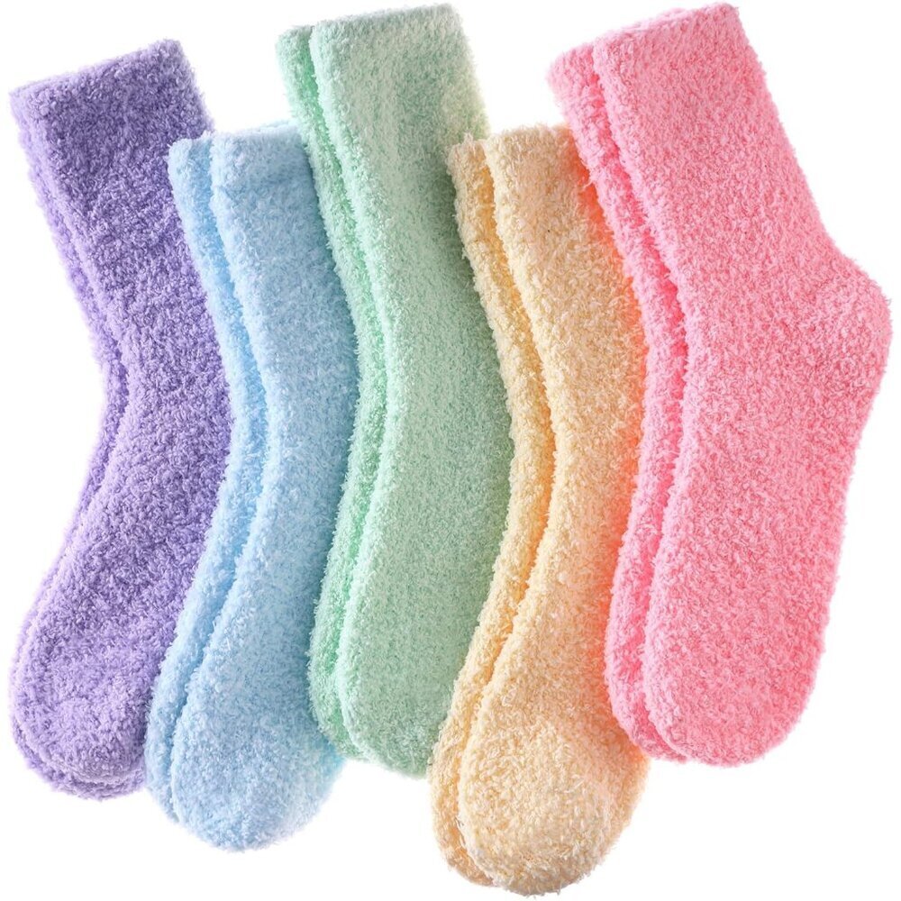 Women Fuzzy Socks Cozy Fluffy Warm Slipper Microfiber Soft Sleep Multicolor